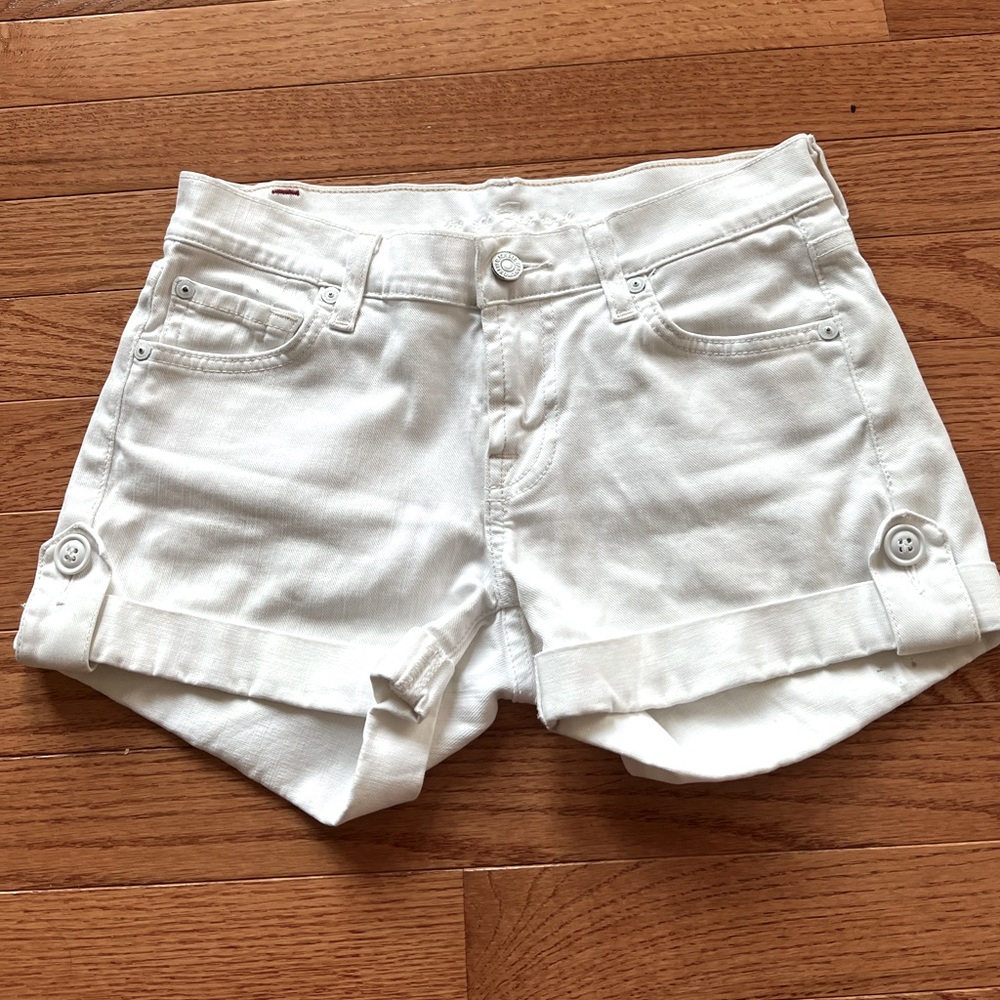 7 For All Mankind White Denim Shorts